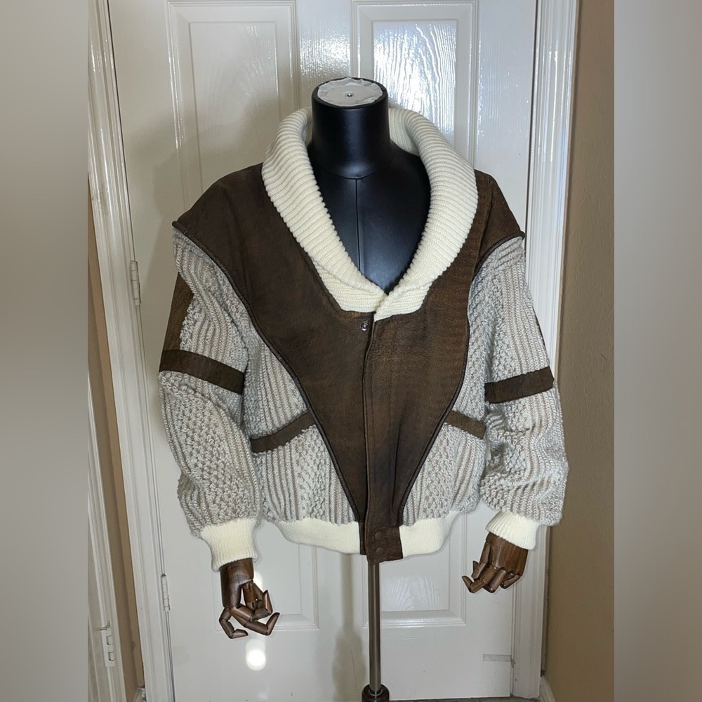 Vintage Red Sky Brown Leather Jacket Aviator/Bomber LTD Edition Sz Medium‌‌‌